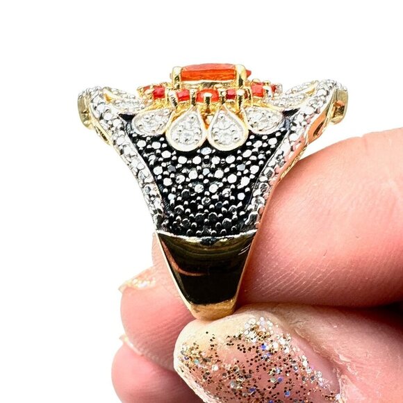 Rare Chuck Clemency Womens Ring Sterling Silver Gemstone Daisy Flower Size 7 - Picture 4 of 7